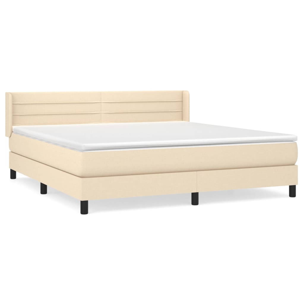 Krevet s oprugama i madracem krem 180x200 cm od tkanine