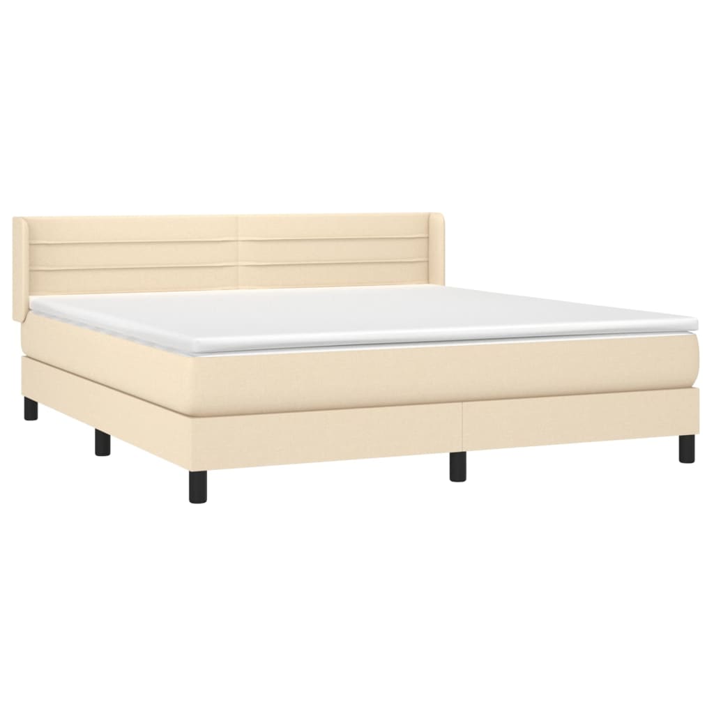 Krevet s oprugama i madracem krem 180x200 cm od tkanine