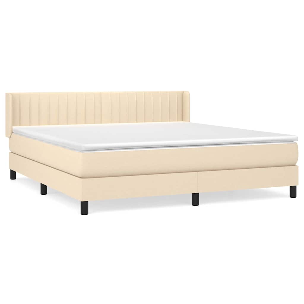 Krevet s oprugama i madracem krem 160x200 cm od tkanine