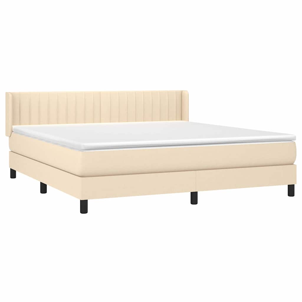 Krevet s oprugama i madracem krem 160x200 cm od tkanine