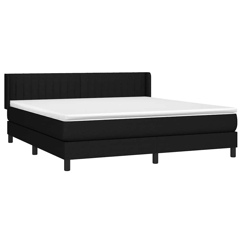 Krevet s oprugama i madracem crni 180x200 cm od tkanine