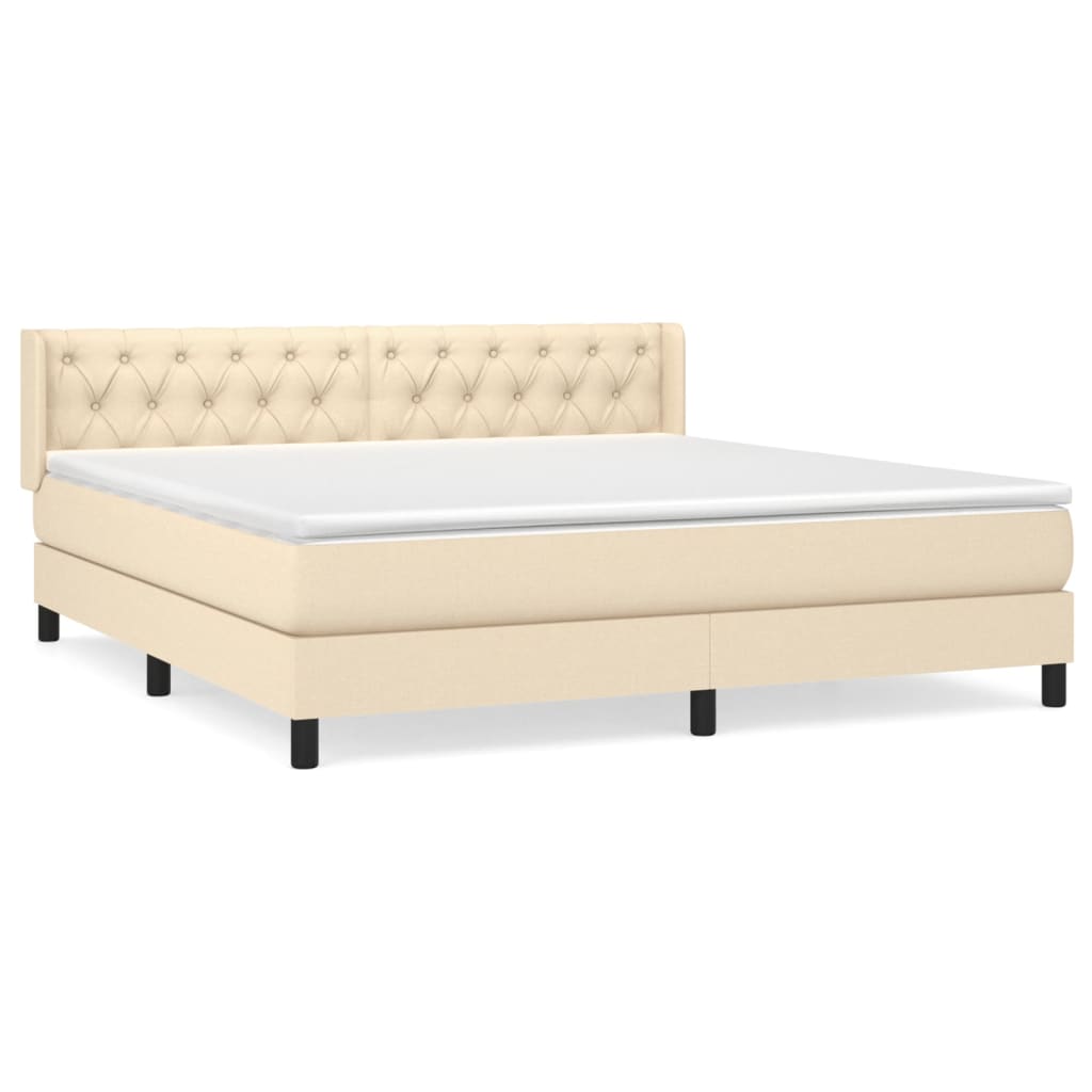 Krevet s oprugama i madracem krem 160x200 cm od tkanine