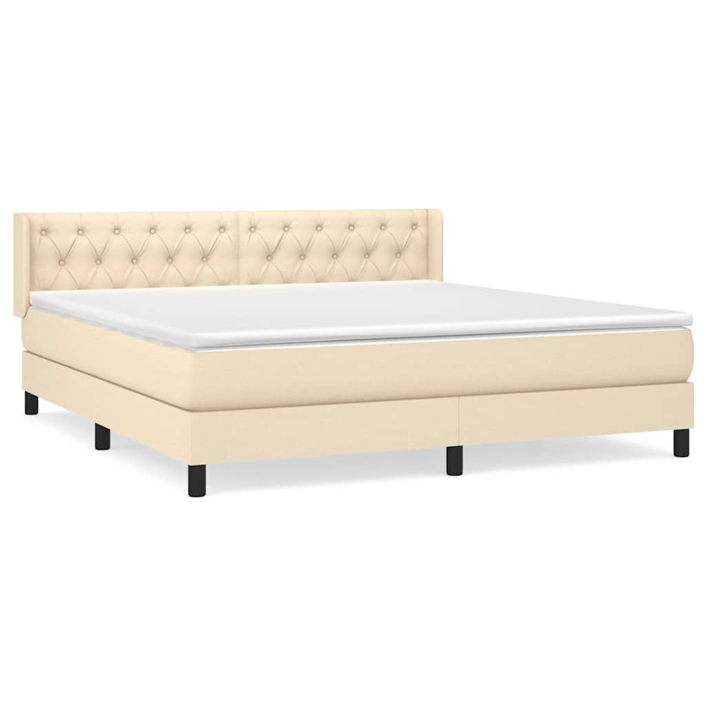 Krevet s oprugama i madracem krem 160x200 cm od tkanine