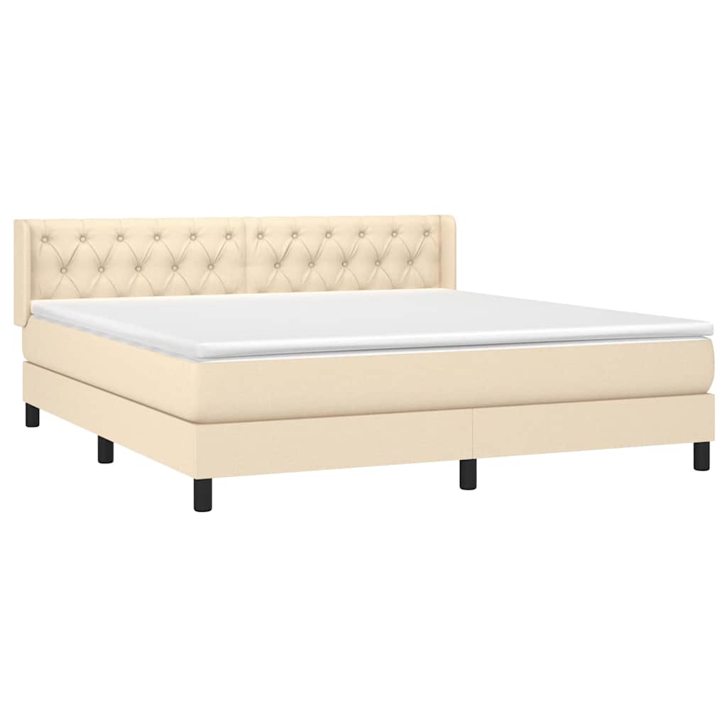 Krevet s oprugama i madracem krem 160x200 cm od tkanine