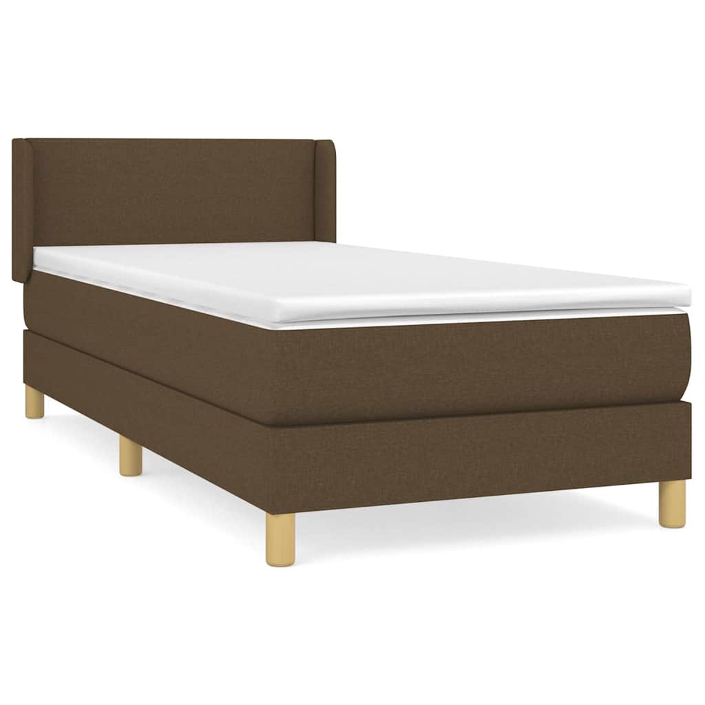 Krevet s oprugama i madracem tamnosmeđi 90 x 190 cm od tkanine