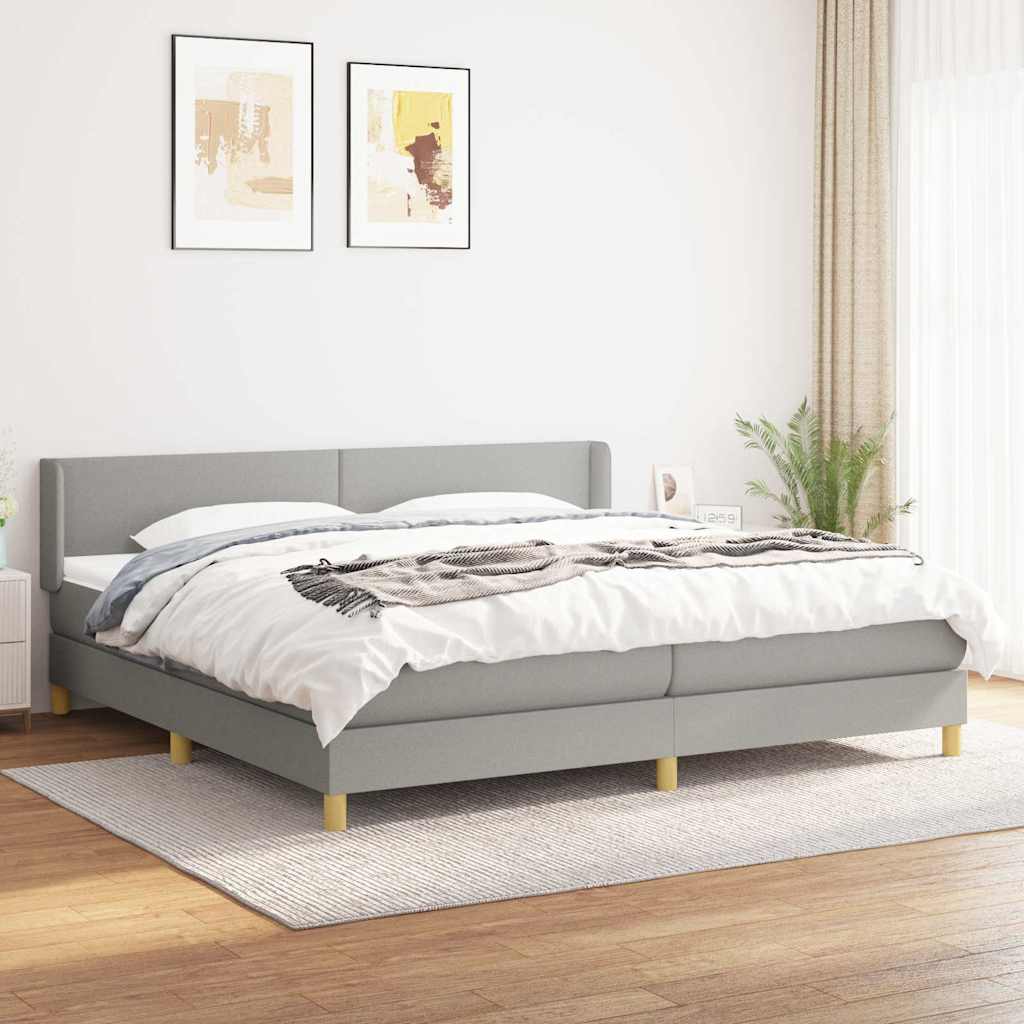 Krevet s oprugama i madracem svjetlosivi 200 x 200cm od tkanine