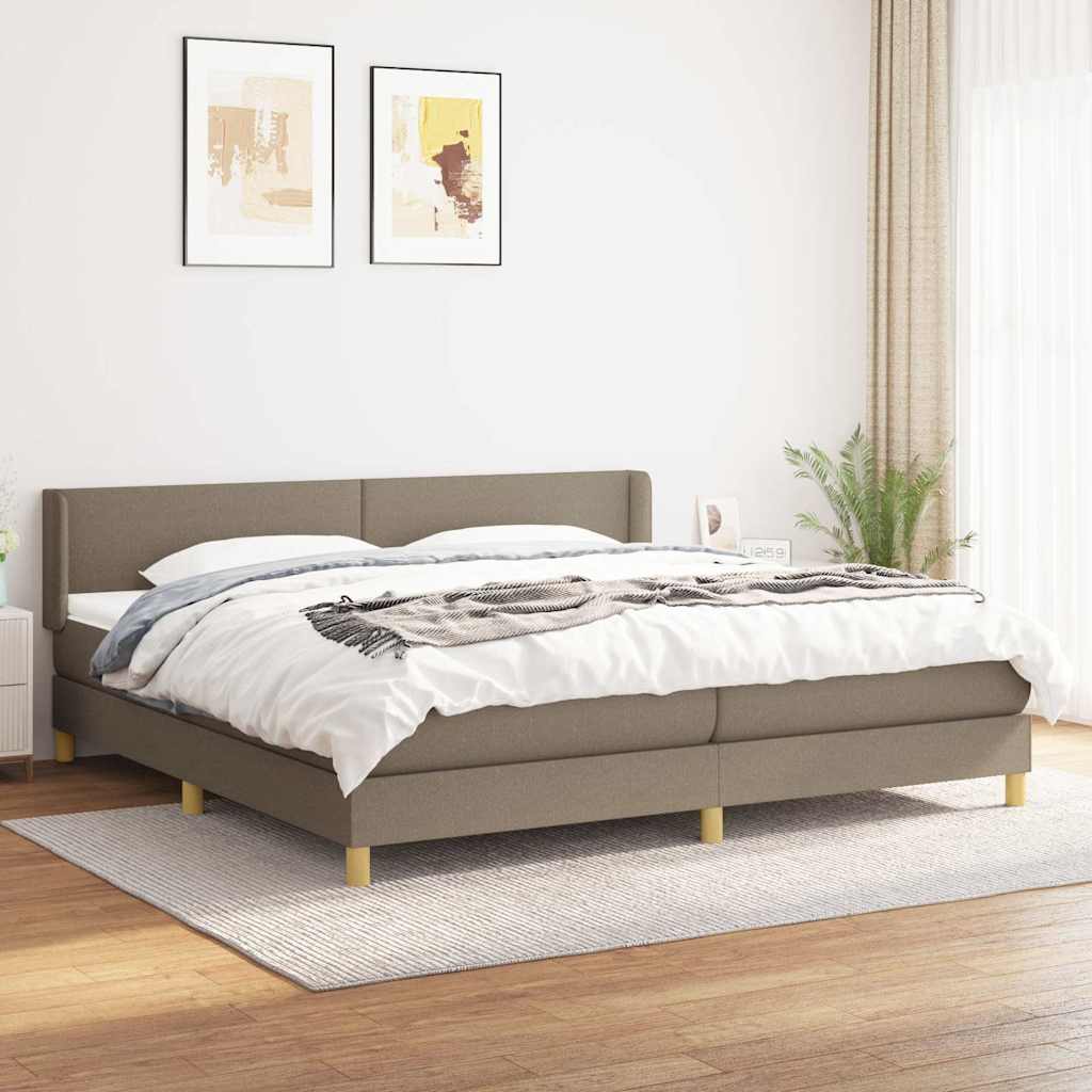 Krevet s oprugama i madracem smeđesivi 200x200 cm od tkanine
