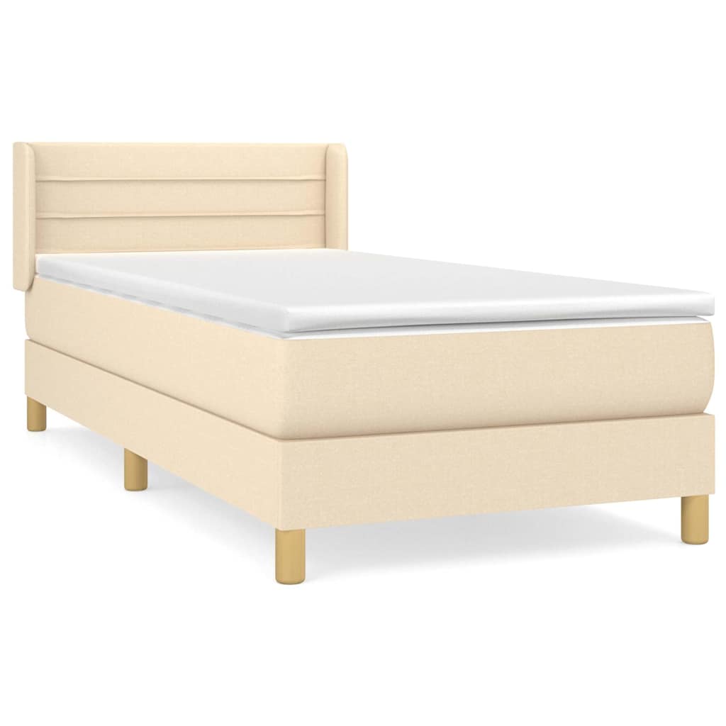 Krevet s oprugama i madracem krem 90 x 190 cm od tkanine