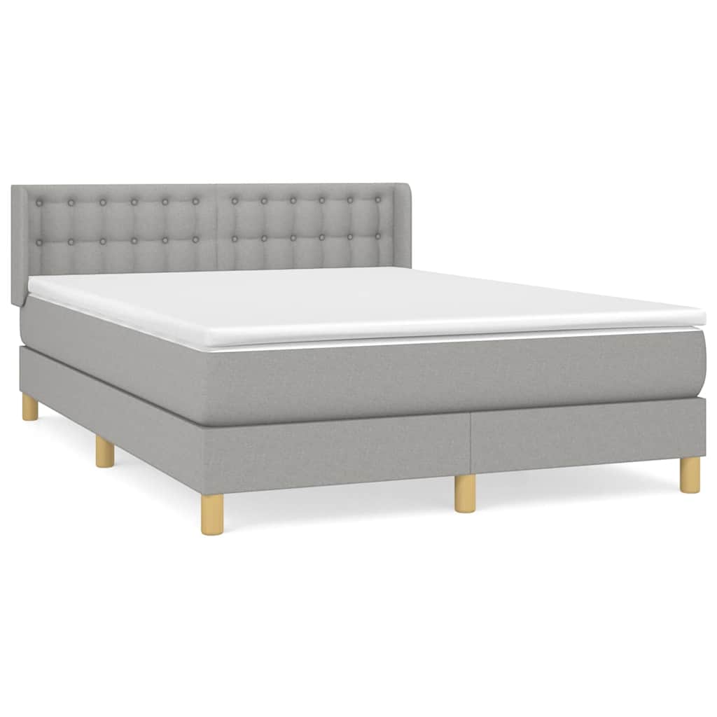 Krevet box spring s madracem svjetlosivi 140x200 cm od tkanine