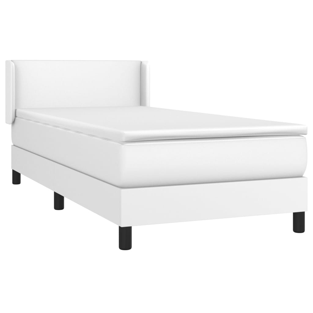 Krevet s oprugama i madracem bijeli 80 x 200 cm od umjetne kože