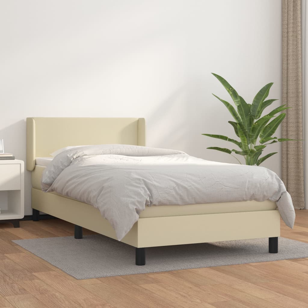 Krevet s oprugama i madracem krem 80 x 200 cm od umjetne kože