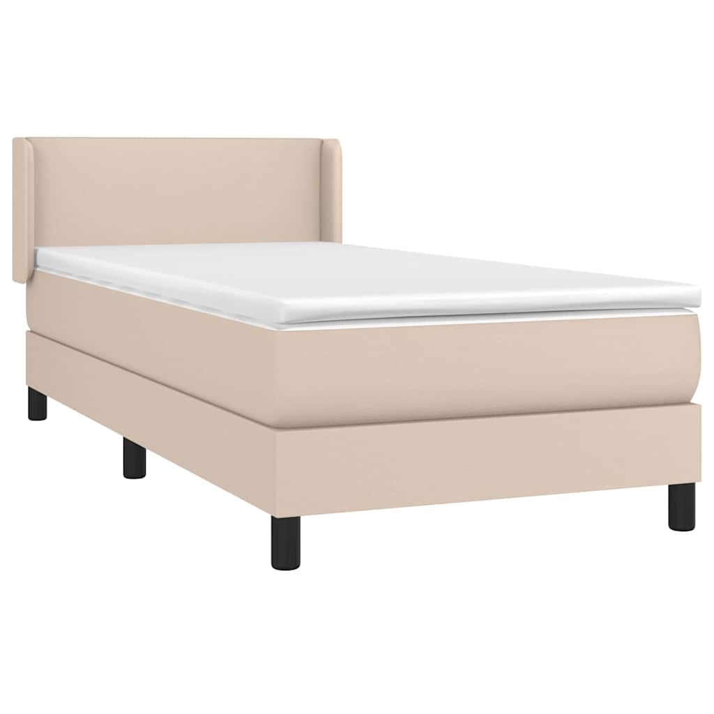 Krevet s oprugama i madrac cappuccino 100x200cm od umjetne kože