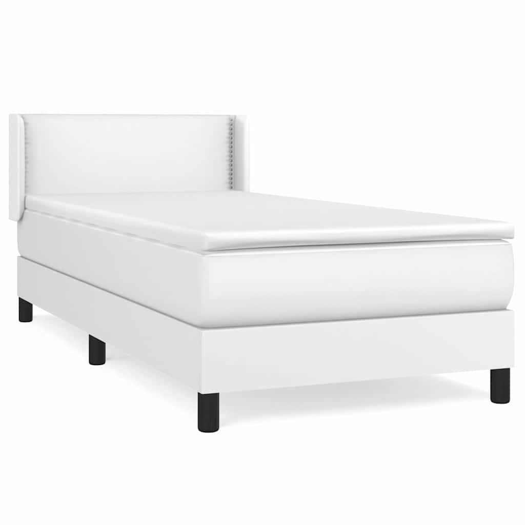 Krevet s oprugama i madracem bijeli 100x200 cm od umjetne kože