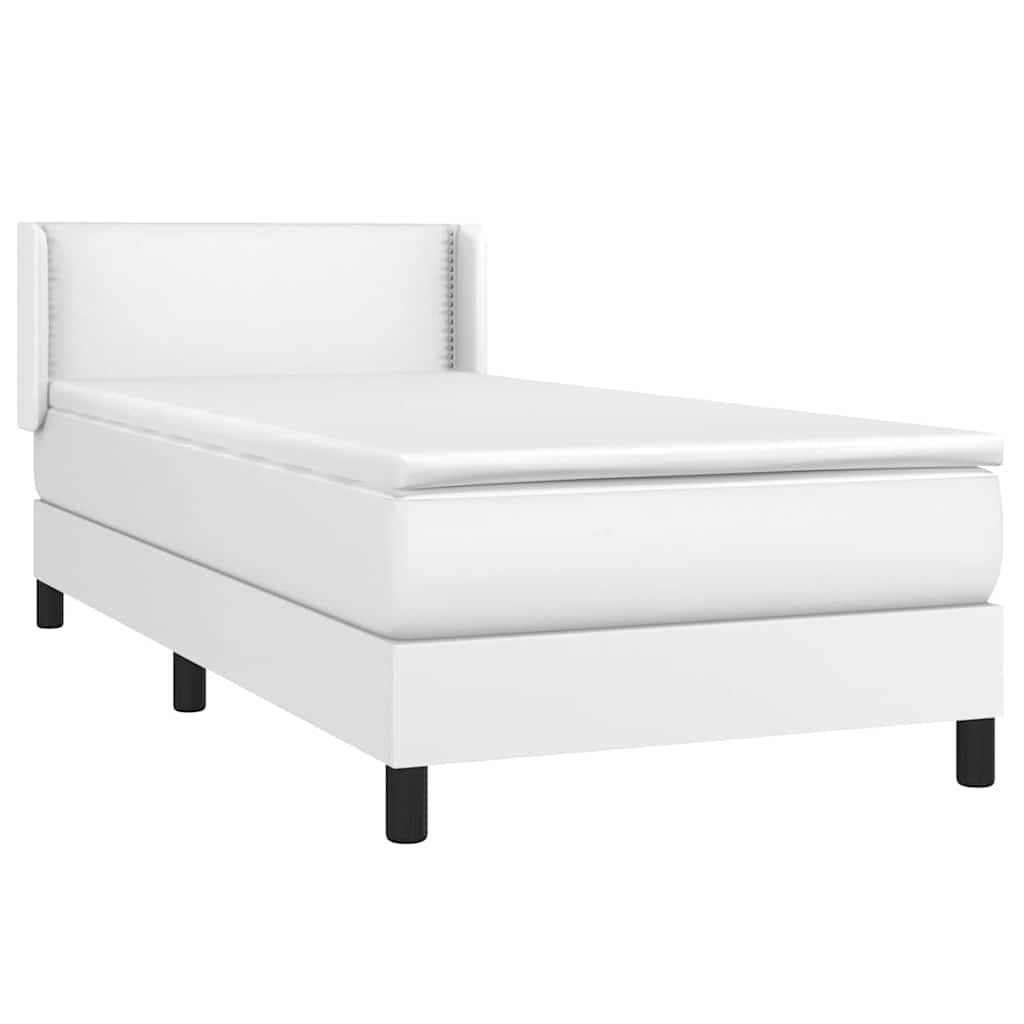 Krevet s oprugama i madracem bijeli 100x200 cm od umjetne kože