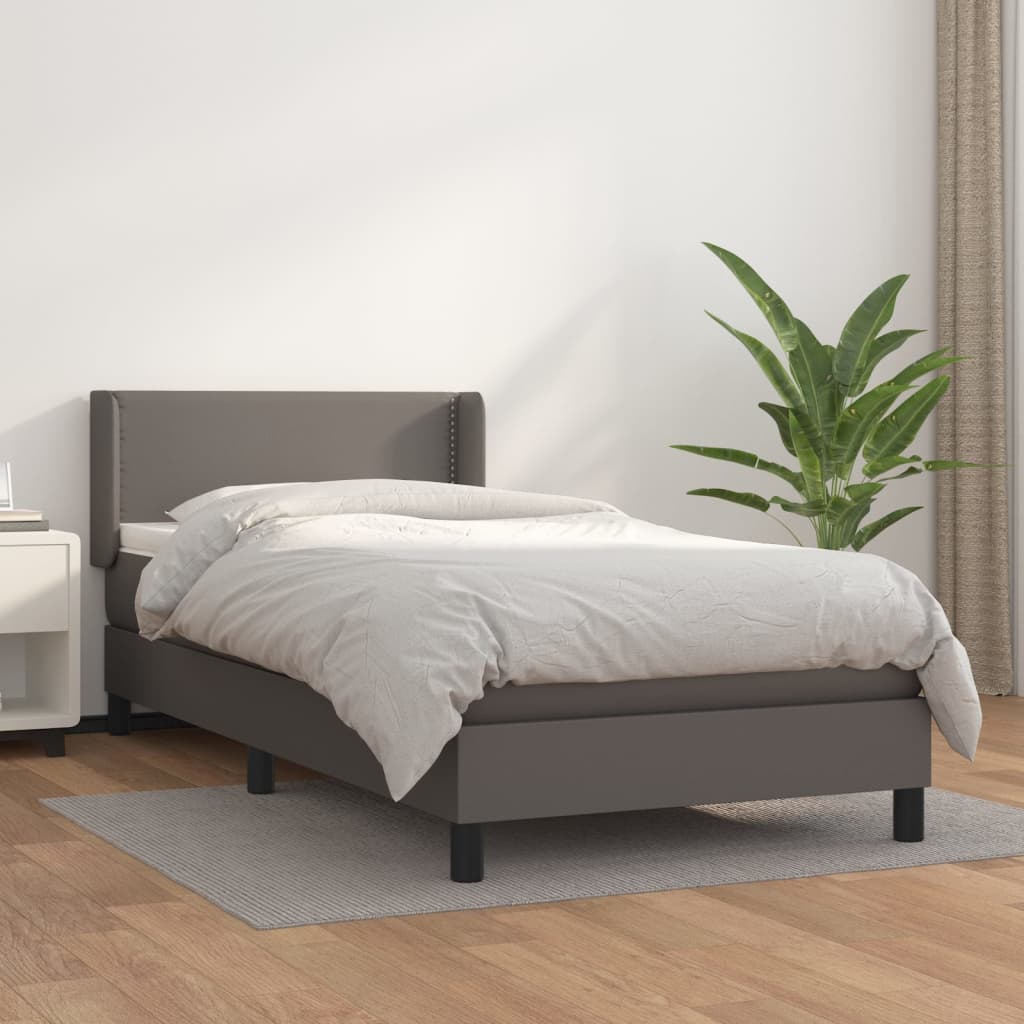 Krevet s oprugama i madracem sivi 100x200 cm od umjetne kože