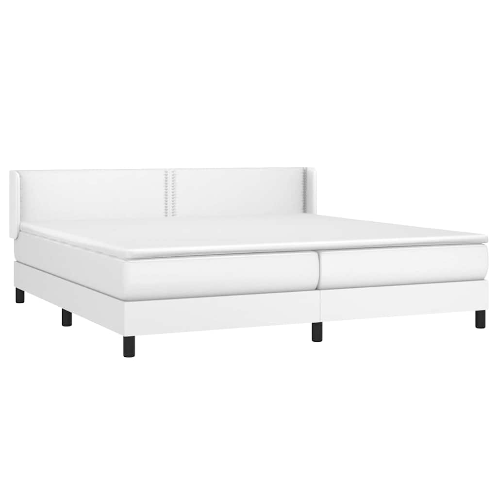 Krevet s oprugama i madracem bijeli 200x200 cm umjetna koža