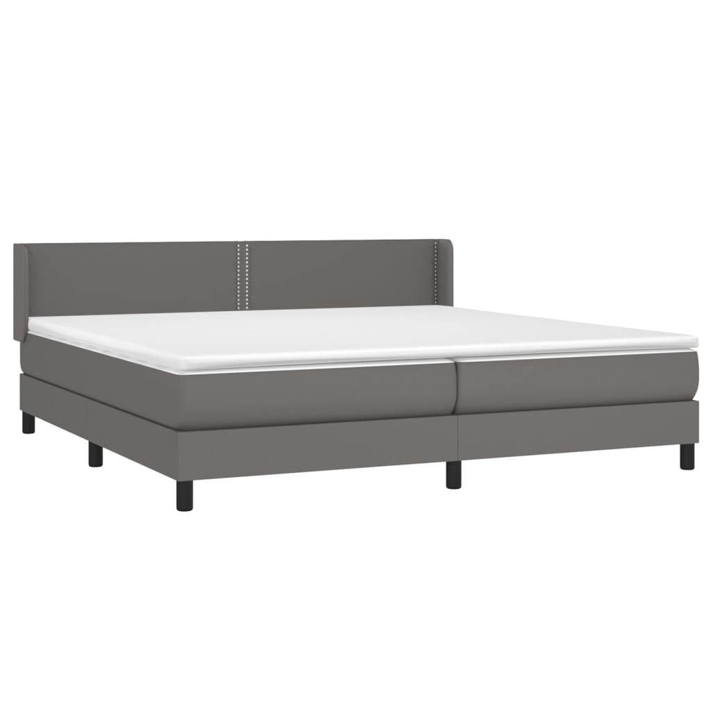 Krevet s oprugama i madracem sivi 200x200 cm od umjetne kože