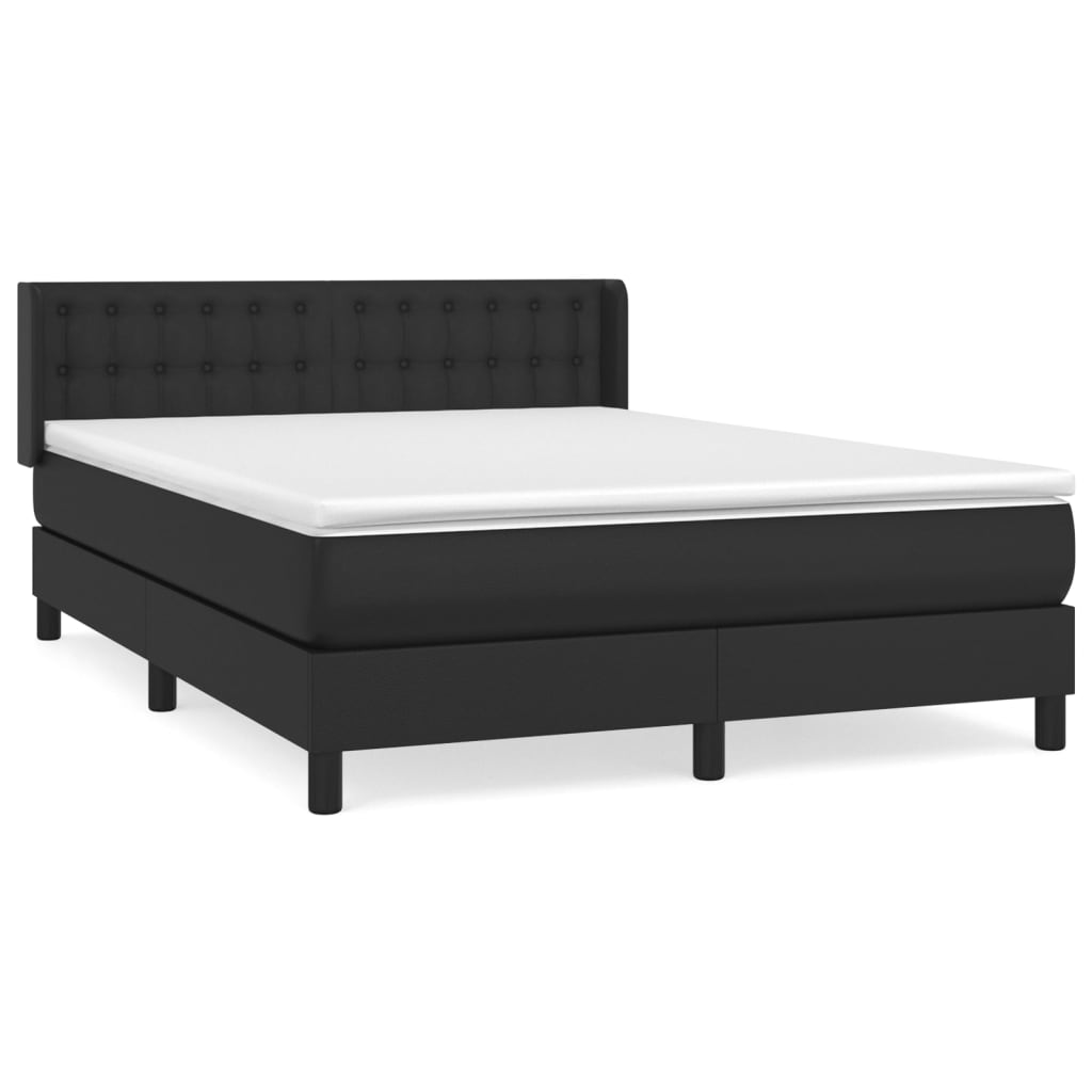 Krevet s oprugama i madracem crni 140 x 190 cm od umjetne kože