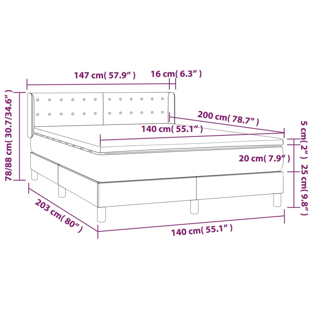 Krevet s oprugama i madracem krem 140x200 cm od umjetne kože