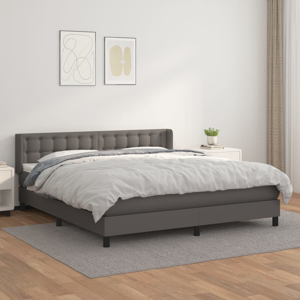 Krevet s oprugama i madracem sivi 160x200 cm od umjetne kože