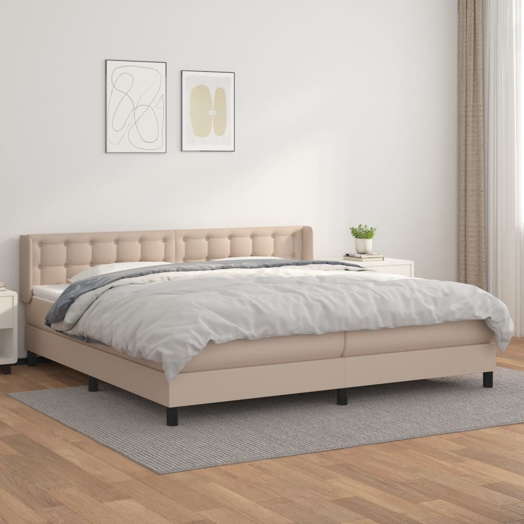 Krevet box spring s madracem cappuccino 200x200cm umjetna koža