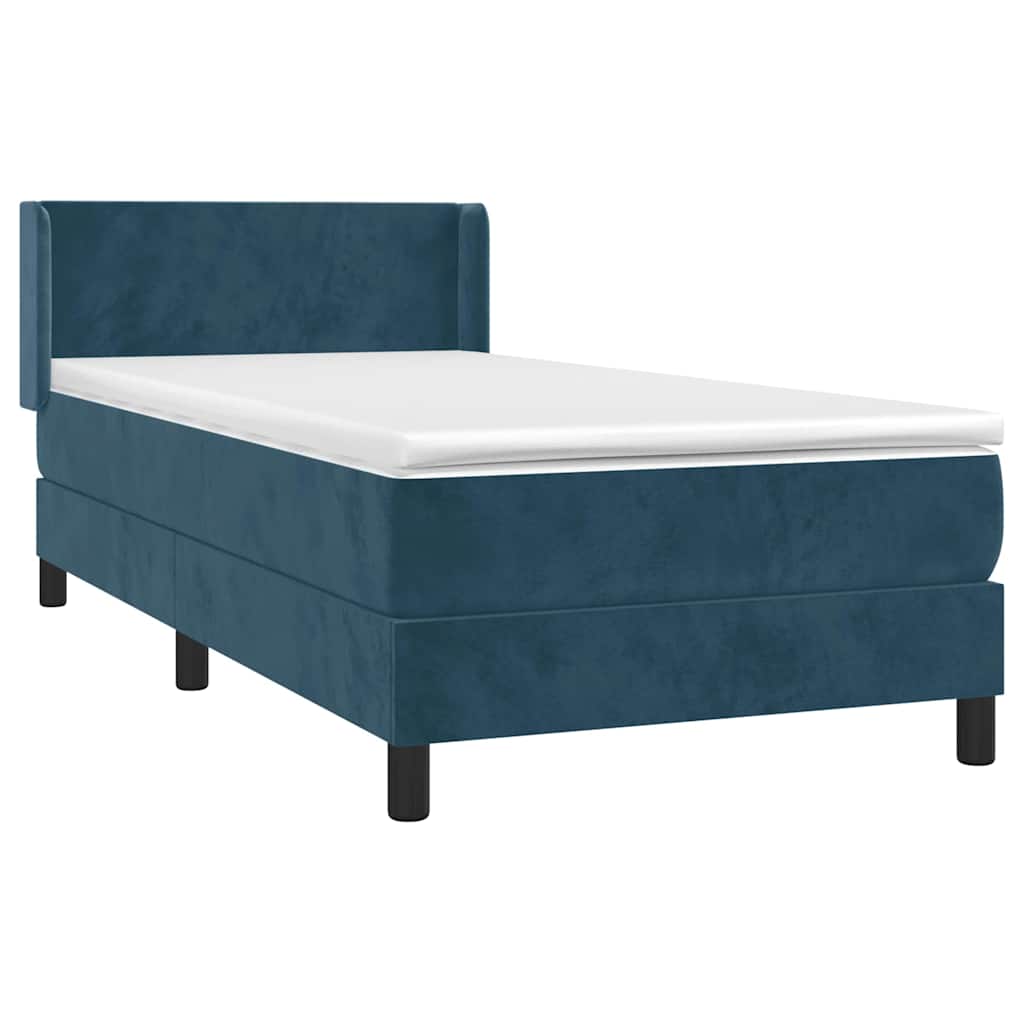 Box spring krevet s madracem tamnoplavi 90x200 cm baršunasti