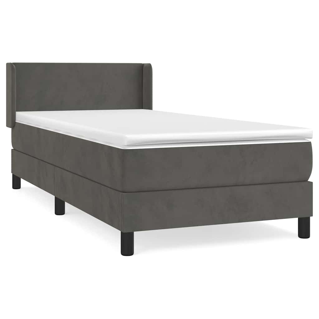Box spring krevet s madracem tamnosivi 100x200 cm baršunasti