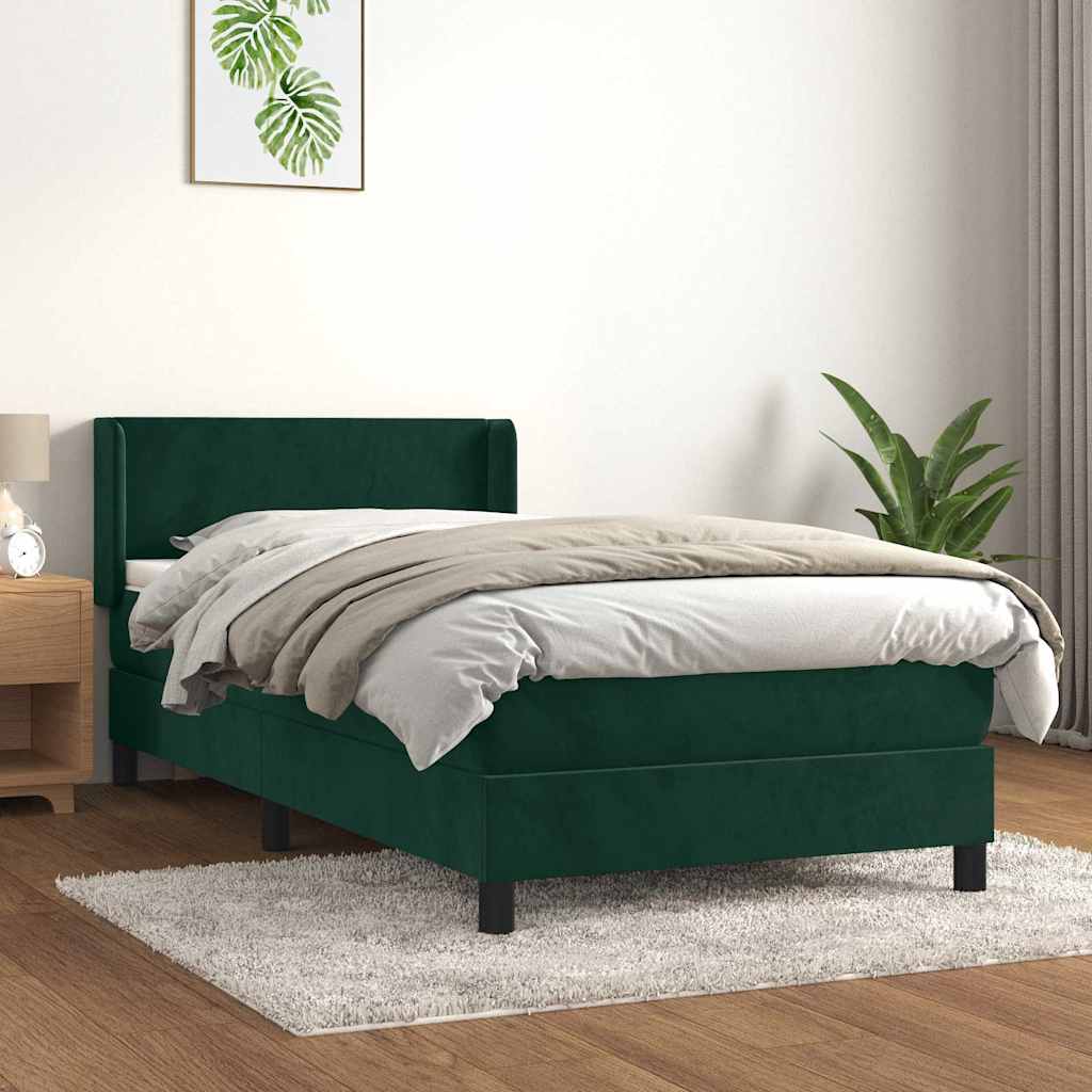 Box spring krevet s madracem tamnozeleni 100x200 cm baršunasti