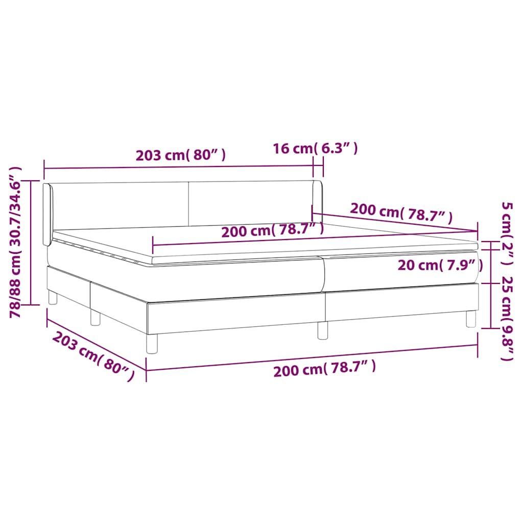 Krevet s oprugama i madracem crni 200x200 cm baršunasti