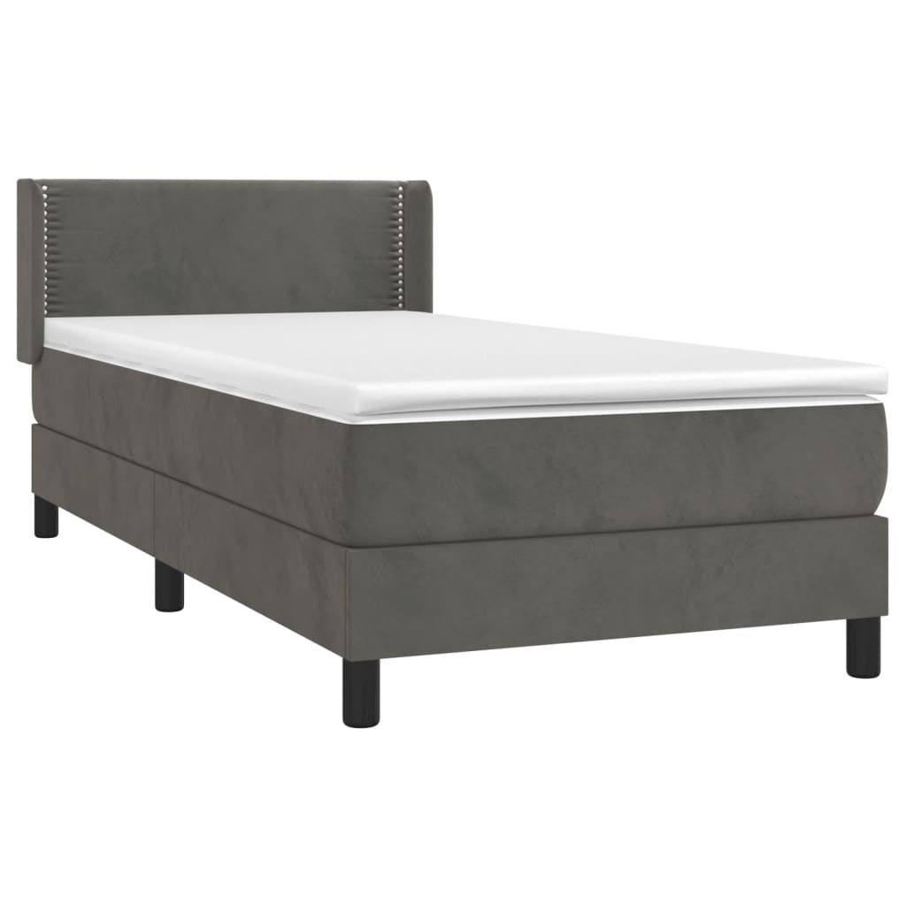 Box spring krevet s madracem tamnosivi 100x200 cm baršunasti