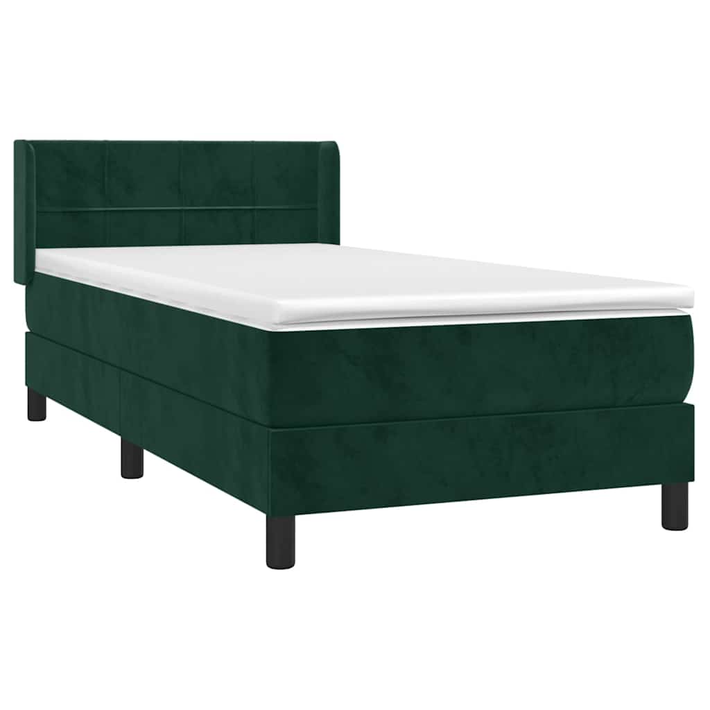 Box spring krevet s madracem tamnozeleni 80 x 200 cm baršunasti