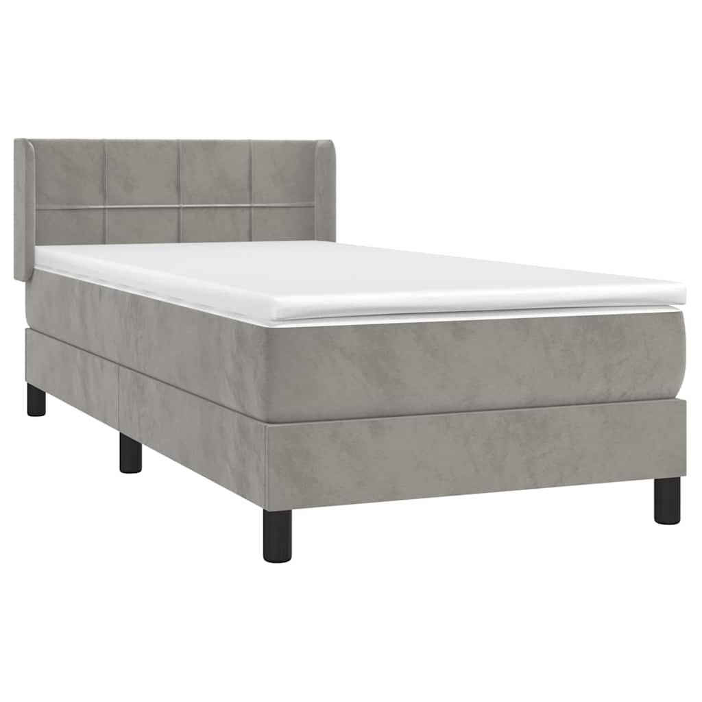 Box spring krevet s madracem svjetlosivi 100x200 cm baršunasti