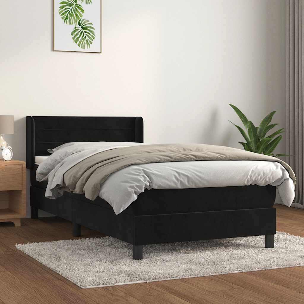 Box spring krevet s madracem crni 100x200 cm baršunasti
