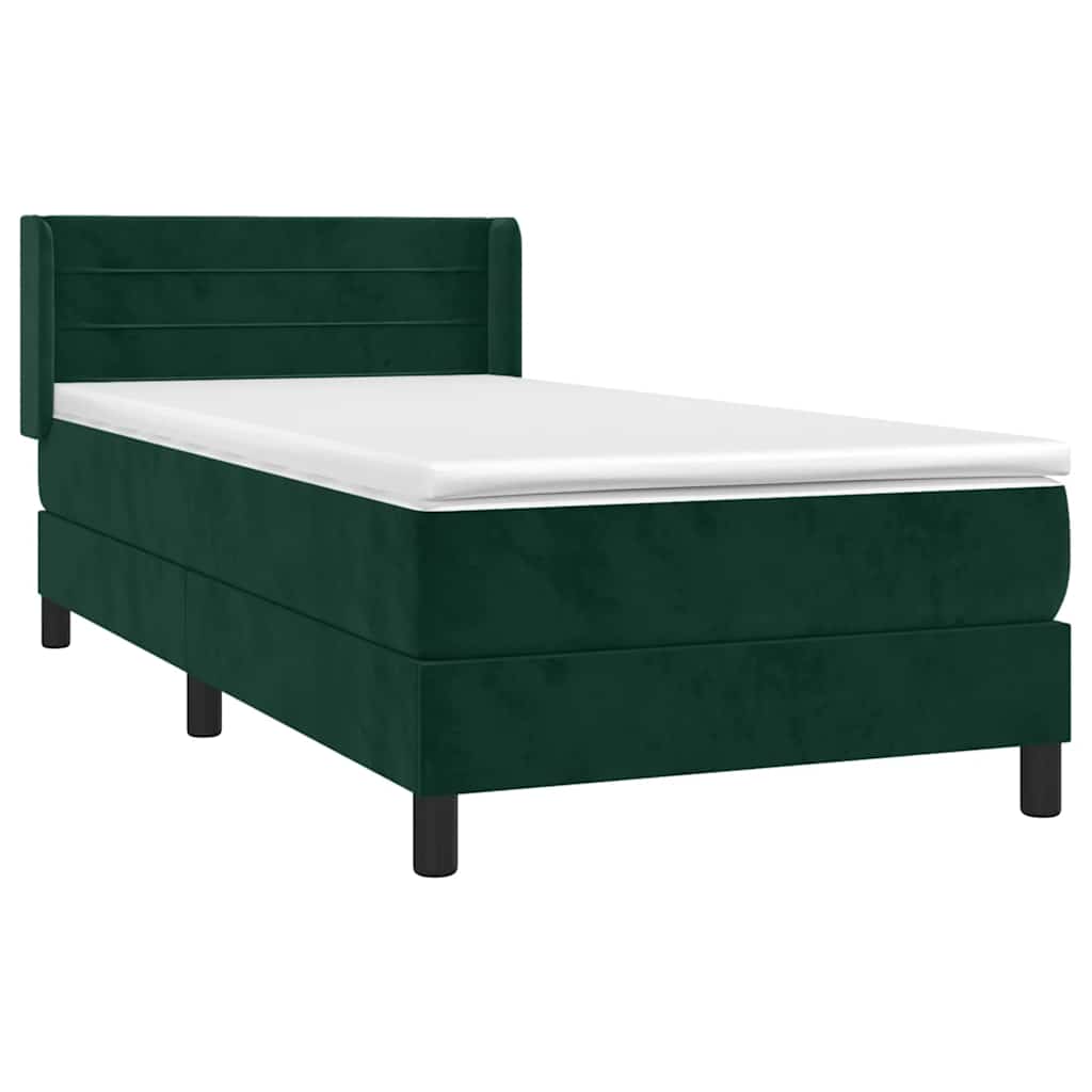 Box spring krevet s madracem tamnozeleni 100x200 cm baršunasti