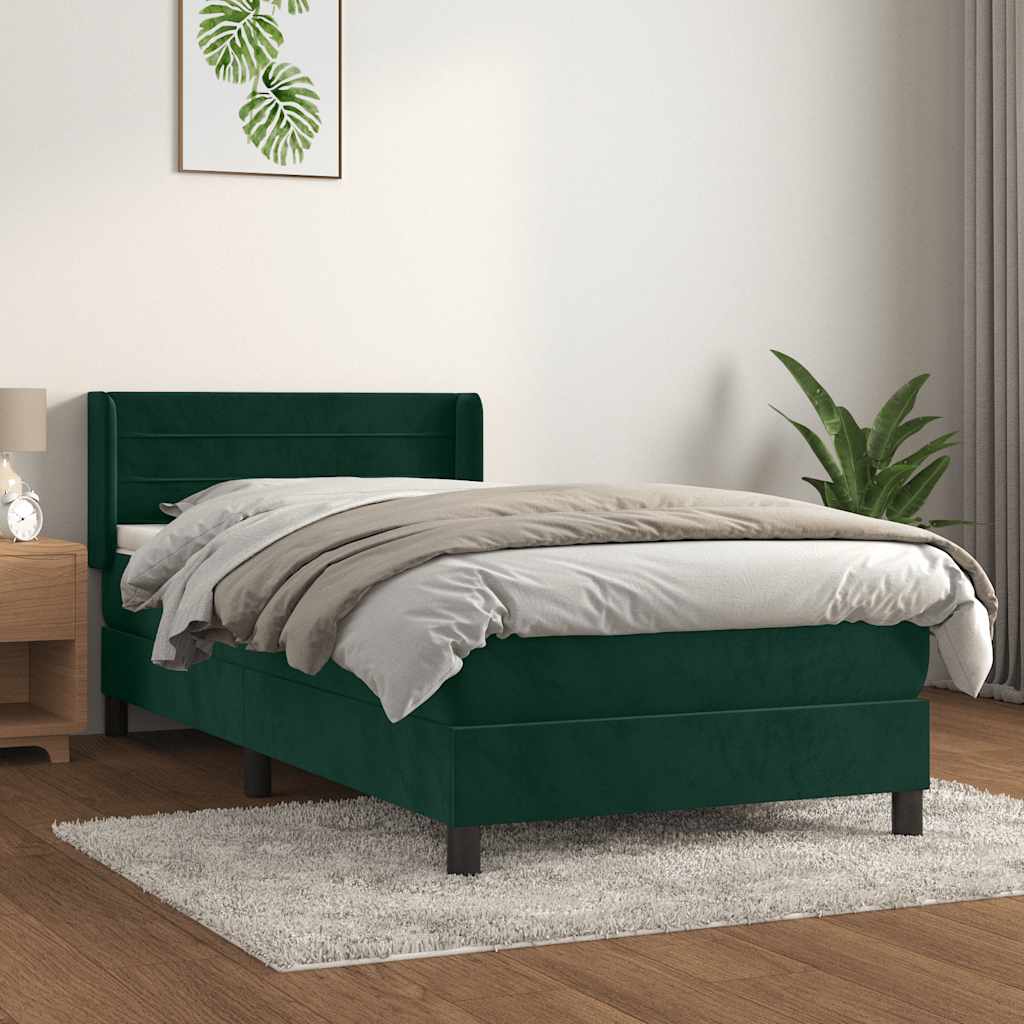 Box spring krevet s madracem tamnozeleni 100x200 cm baršunasti