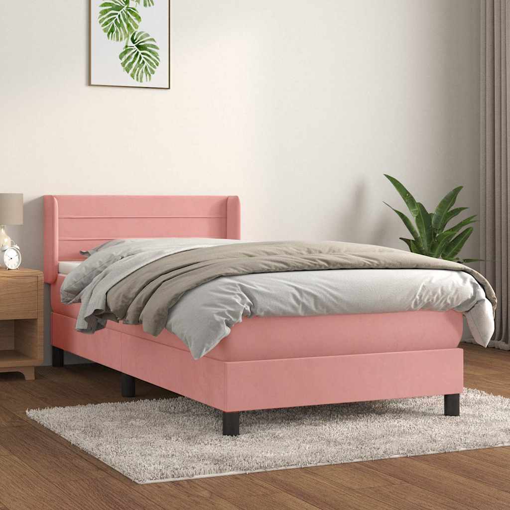 Box spring krevet s madracem ružičasti 100x200 cm baršunasti