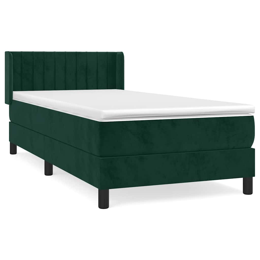 Box spring krevet s madracem tamnozeleni 90x190 cm baršunasti