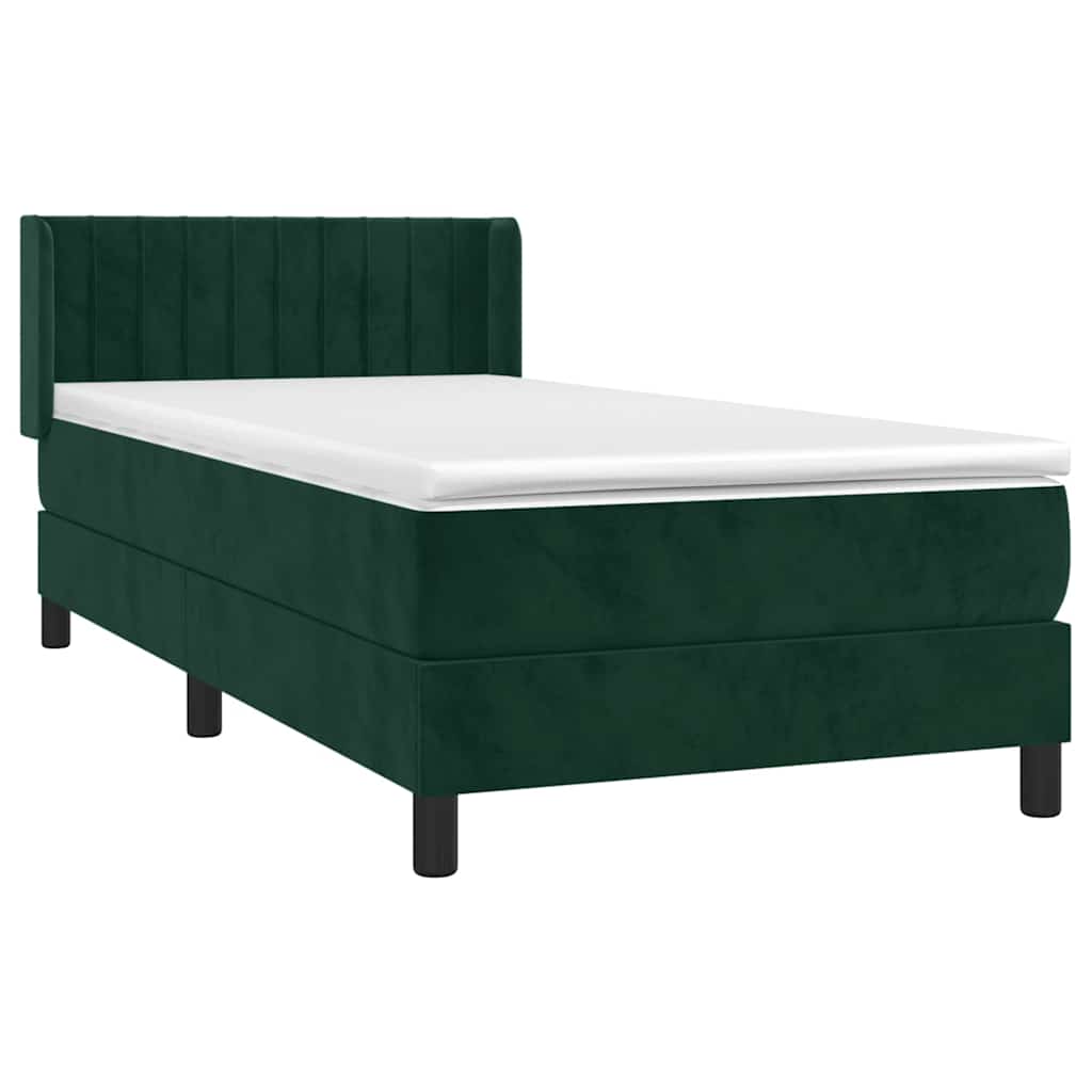 Box spring krevet s madracem tamnozeleni 90x190 cm baršunasti
