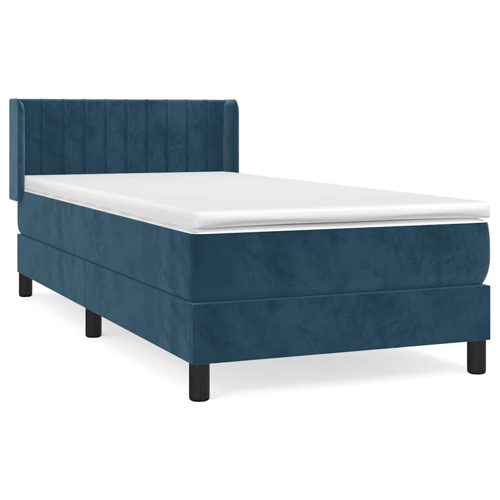 Box spring krevet s madracem tamnoplavi 100x200 cm baršunasti