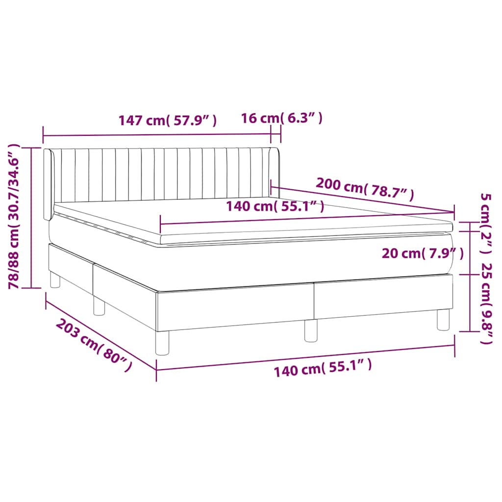 Krevet s oprugama i madracem tamnozeleni 140x200 cm baršunasti