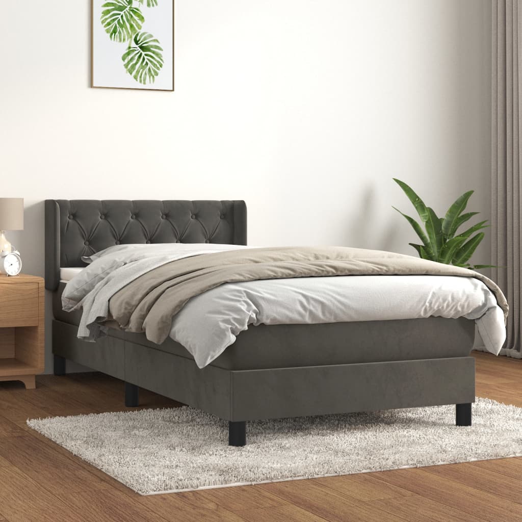 Box spring krevet s madracem tamnosivi 80 x 200 cm baršunasti