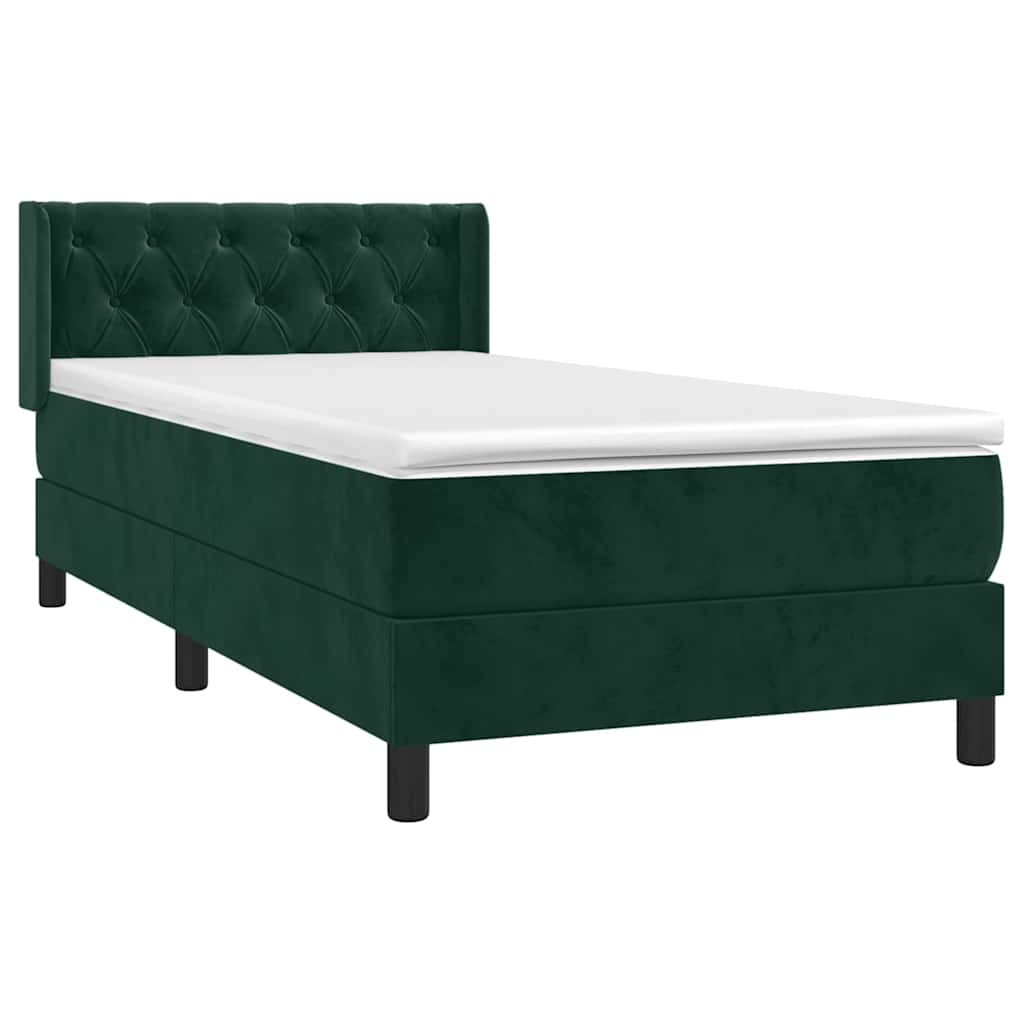Box spring krevet s madracem tamnozeleni 80 x 200 cm baršunasti