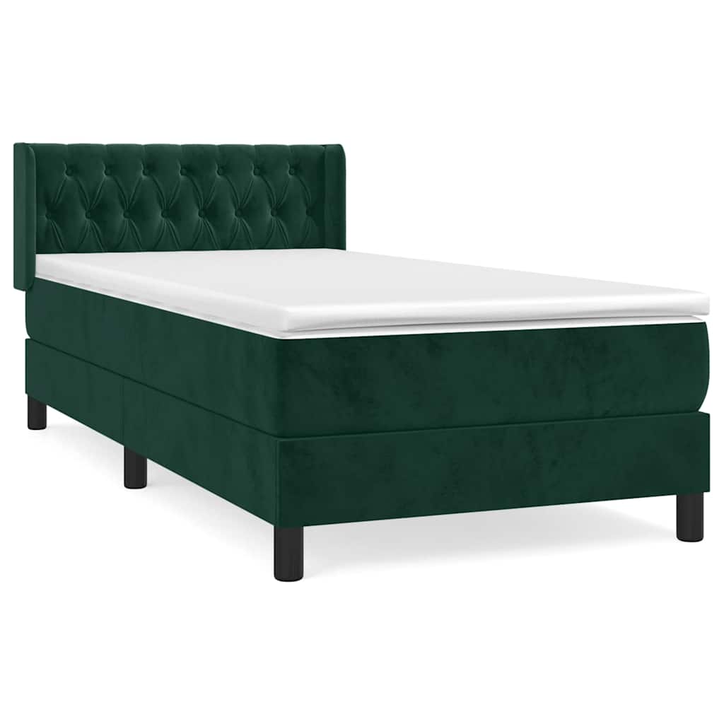 Box spring krevet s madracem tamnozeleni 100x200 cm baršunasti