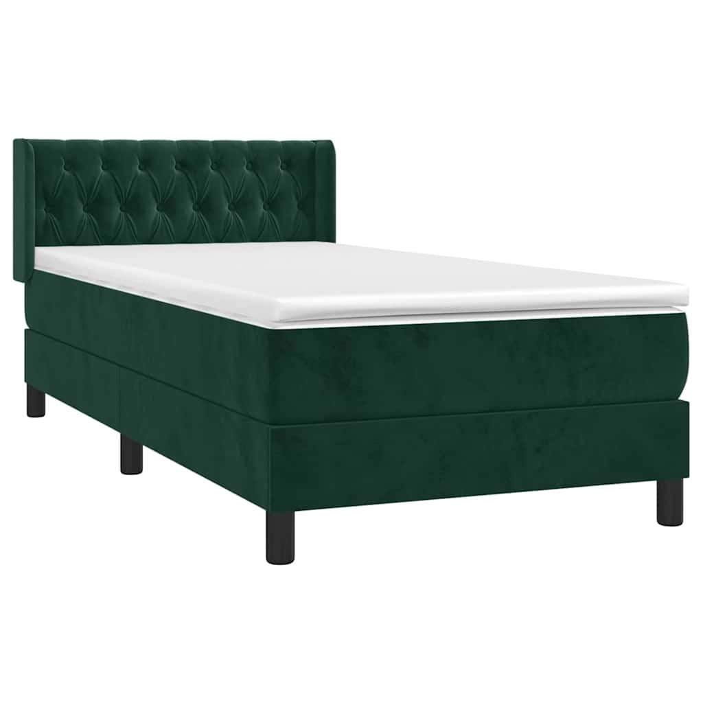 Box spring krevet s madracem tamnozeleni 100x200 cm baršunasti