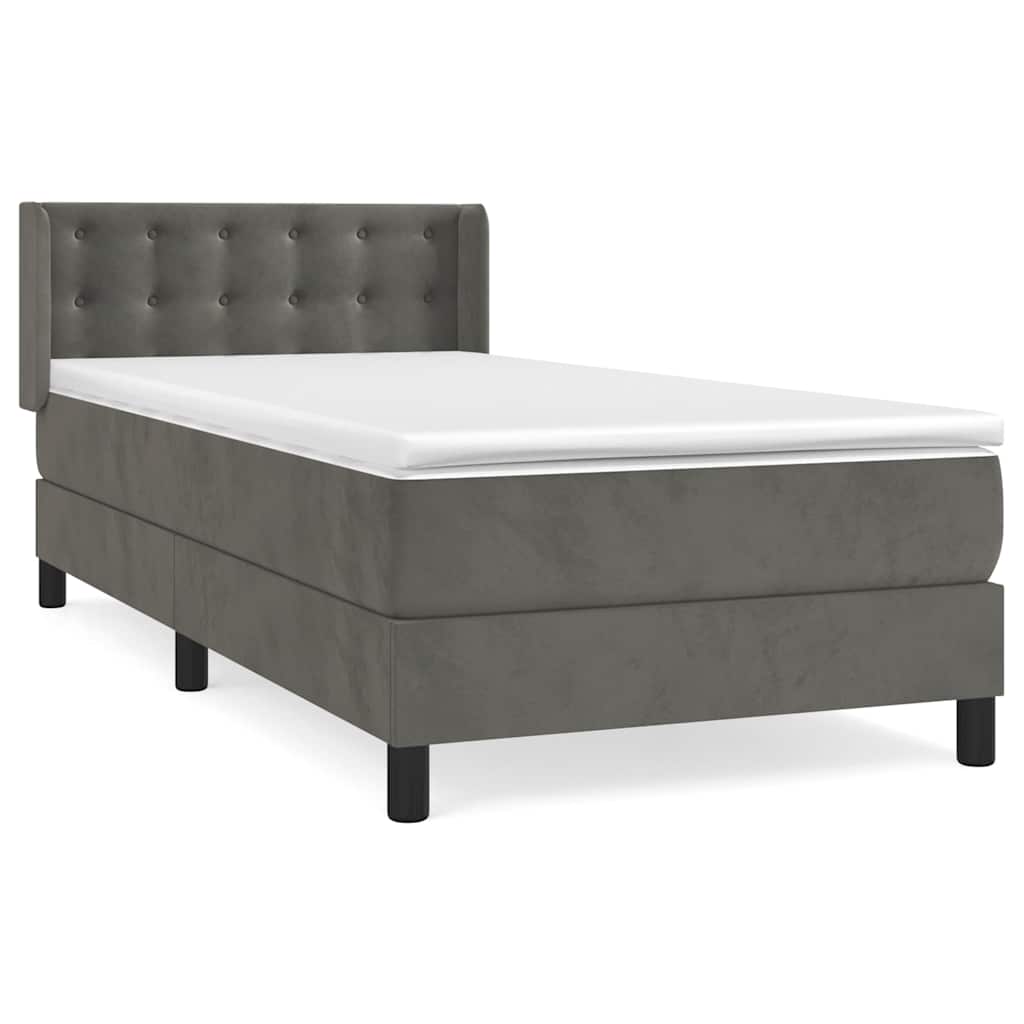 Box spring krevet s madracem tamnosivi 80 x 200 cm baršunasti