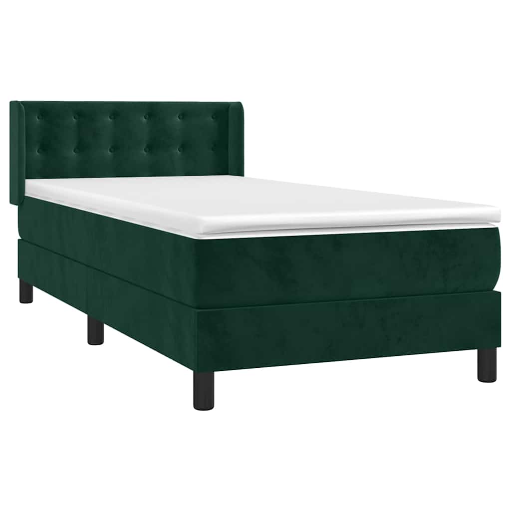 Box spring krevet s madracem tamnozeleni 80 x 200 cm baršunasti