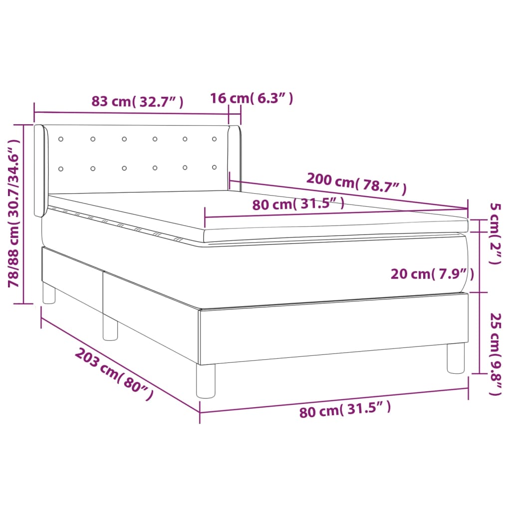 Box spring krevet s madracem ružičasti 80 x 200 cm baršunasti