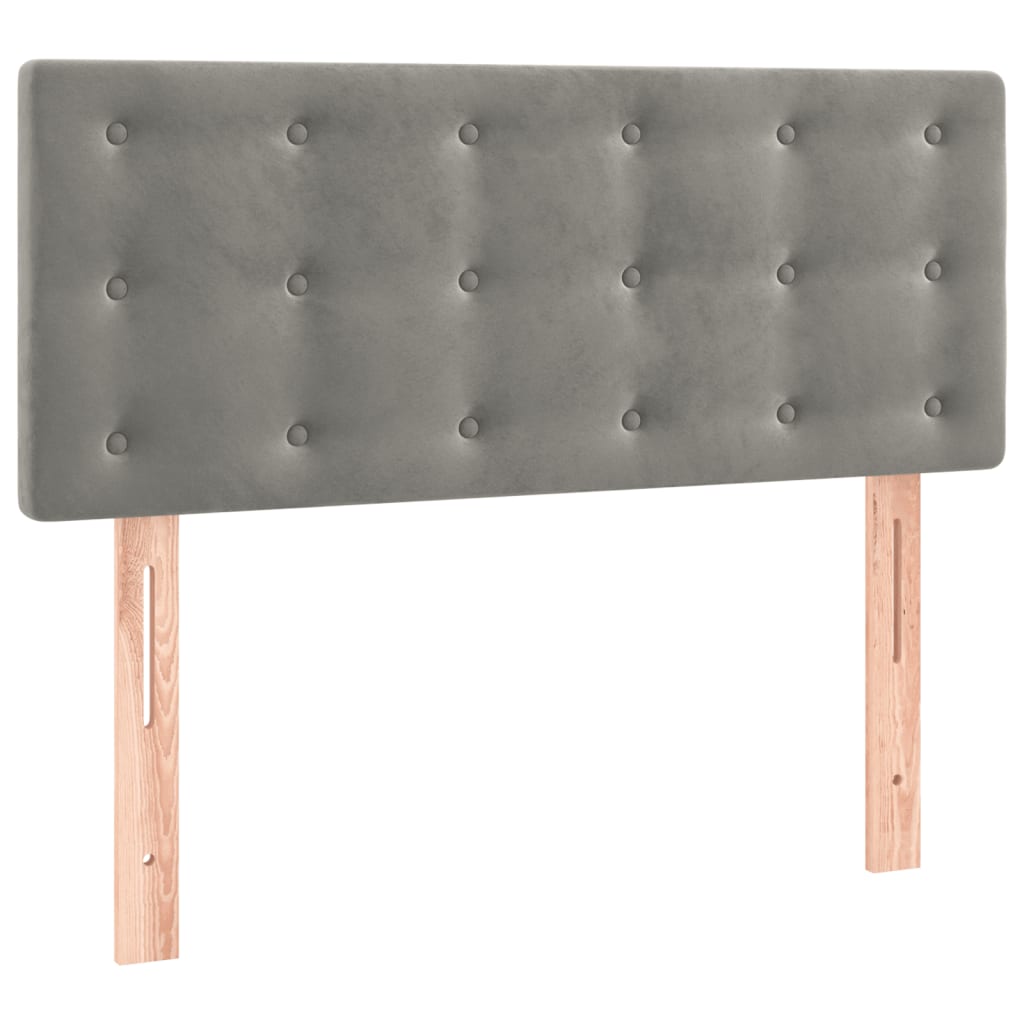 Box spring krevet s madracem svjetlosivi 90x190 cm baršunasti