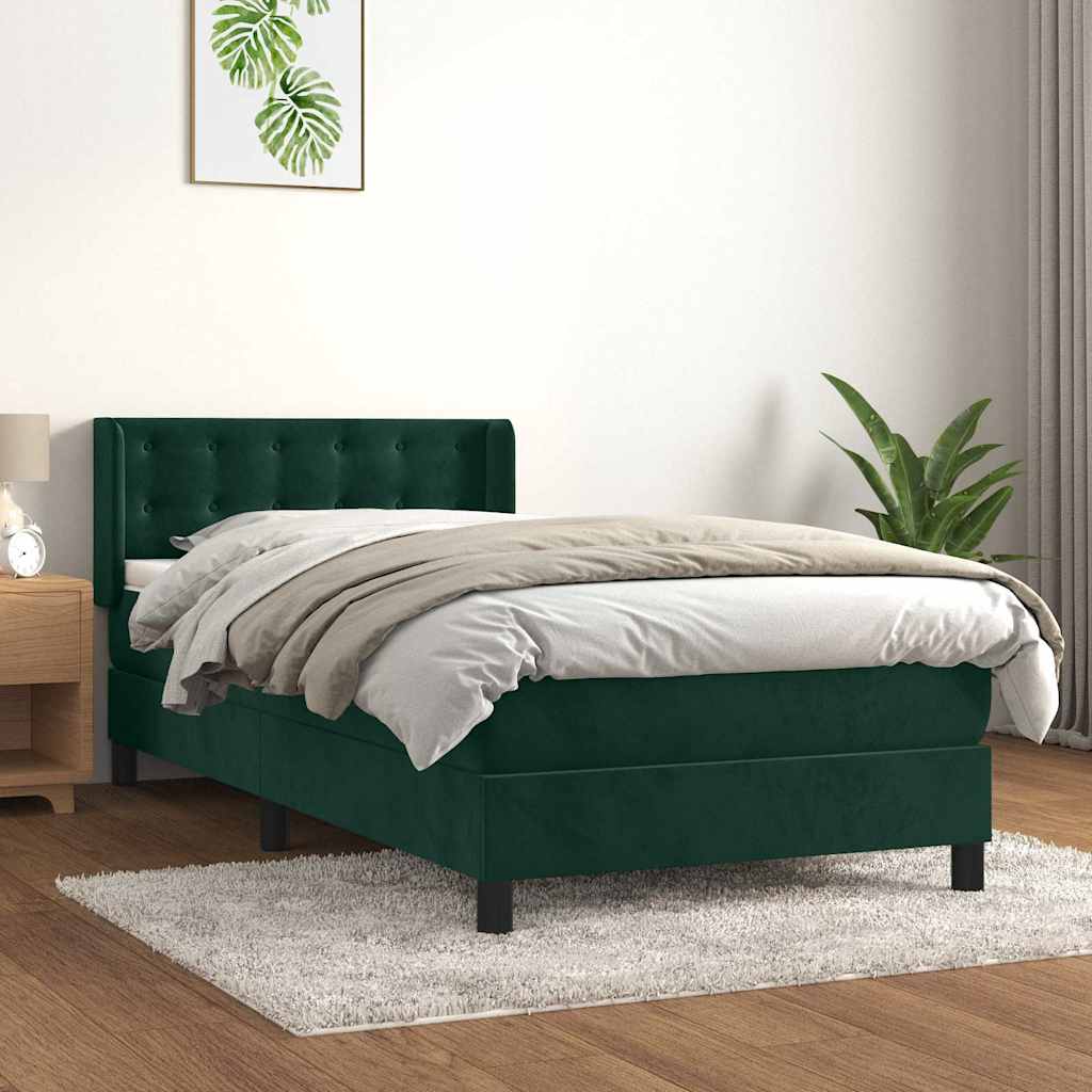 Box spring krevet s madracem tamnozeleni 100x200 cm baršunasti