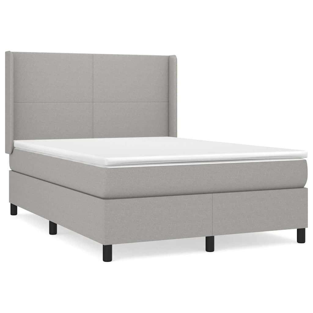 Krevet s oprugama i madracem svjetlosivi 140x190 cm od tkanine